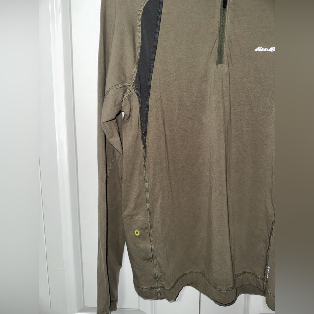 Eddie Bauer Active FreeDry Lightweight Quarterzip Longsleeve M Green - Picture 3 of 5